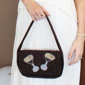 Beaded Velvet Espresso Martini Purse